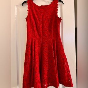 Jodi Kristopher Red Dress Embroidered Detail Junior’s Size 7 EUC